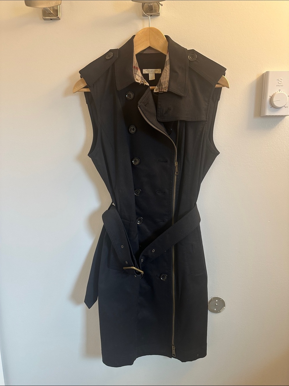 Burberry Black Sleeveless Trench Dress with Belt US 10 UK12